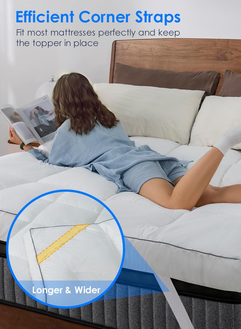 QUEEN ROSE مرتبة كوين روز توين، سميكة إضافية، وسادة قطنية بديلة ثلجية 3D - غطاء مرتبة تبريد، جودة فندقية، فاخرة وداعمة - Image 5